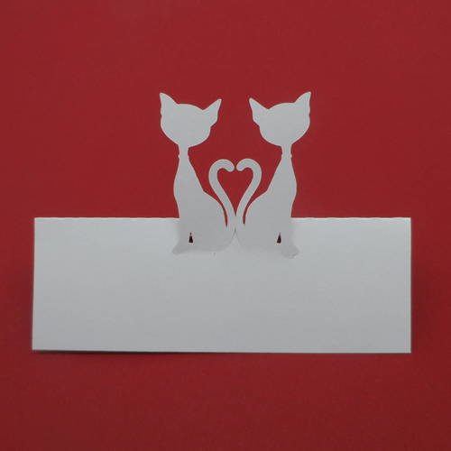 N°442 marques-places chevalet avec des chats  en papier  blanc
