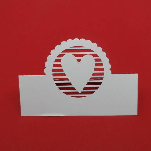 N°442 marques-places chevalet avec un cœur intégré  en papier  blanc