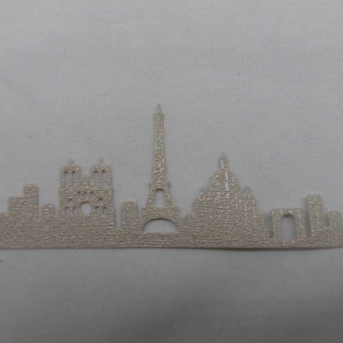 N°319 d'un paysage de la ville de paris en papier tapisserie  lin brillant beige  découpage
