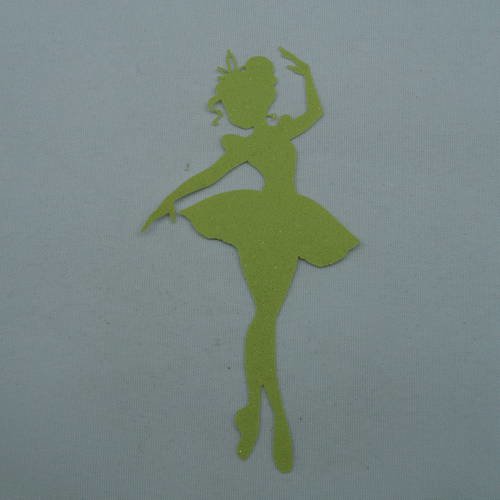 N°223 jolie "danseuse fée " en papier tapisserie vert à paillette  découpage 