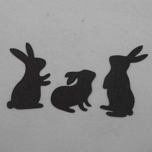 N°435 lot de trois lapins  en papier noir différentes positions découpage