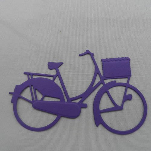 N°240  d'un grand vélo en papier violet  avec panier découpage fin 
