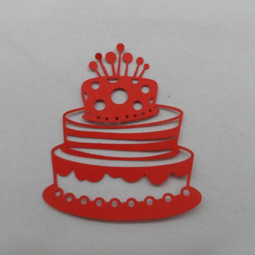 N°135 gâteau à étages  en papier rouge   découpage fin 