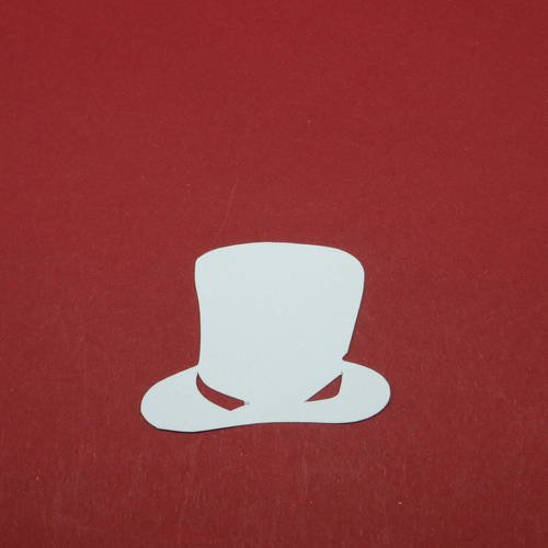 N°300 chapeau haut forme en papier  blanc   découpage fin 