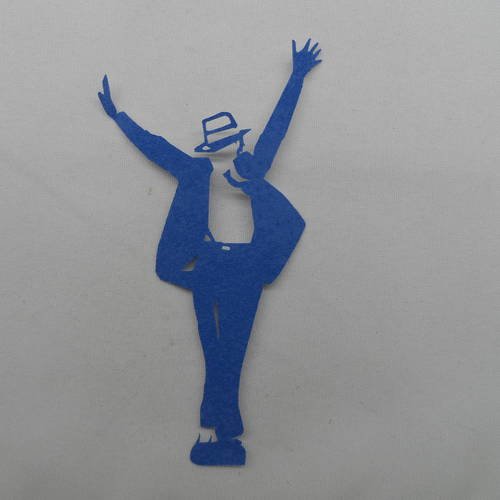 N°318 chanteur  michael bras levés  en papier tapisserie bleu découpage 