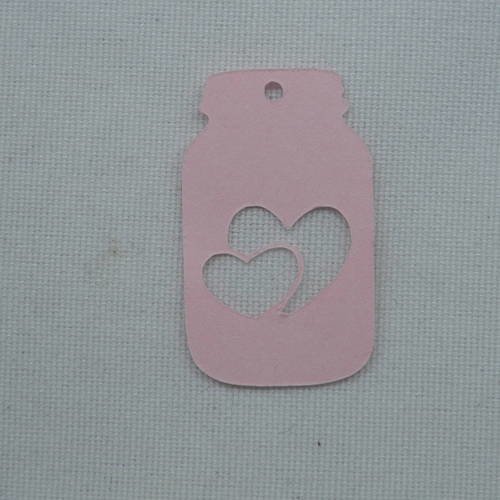 N°431 petit pot de bébé cœur  en papier rose   découpage  fin 
