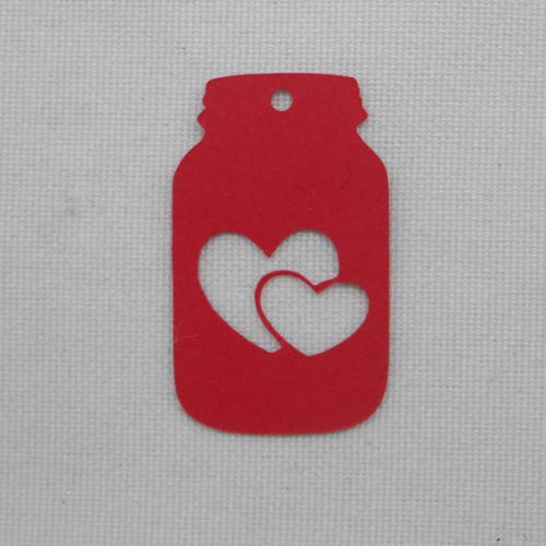 N°431 petit pot de bébé cœur en papier  rouge   découpage  fin 