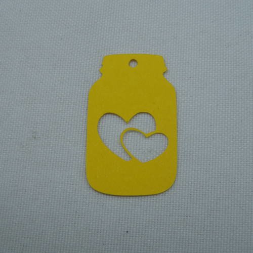 N°431 petit pot de bébé cœur en papier   jaune  découpage  fin 