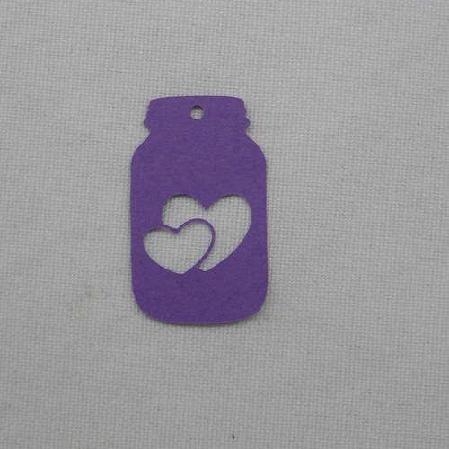 N°431 petit pot de bébé cœur  en papier  violet vif  découpage  fin 