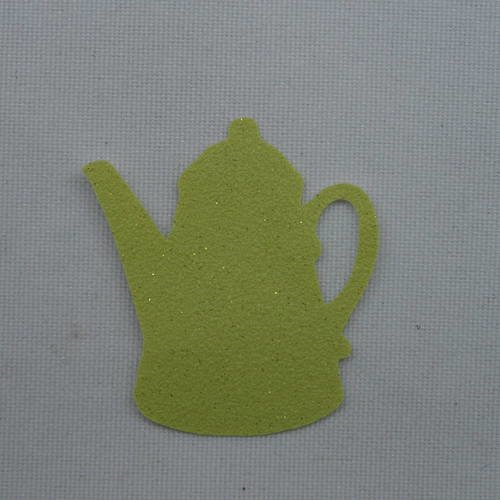 N°394 petite cafetière en papier tapisserie vert  à paillette