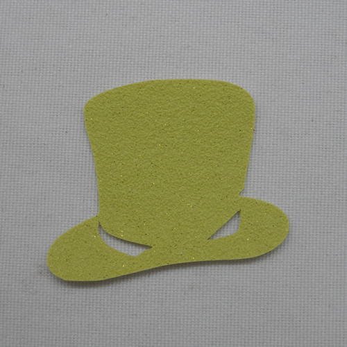 N°300 chapeau haut forme en papier tapisserie vert à paillette  découpage fin 