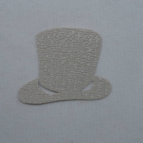 N°300 chapeau haut forme en papier tapisserie lin brillant beige  découpage fin 