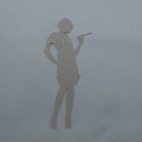 N°410  femme charleston   en papier tapisserie  lin brillant beige  