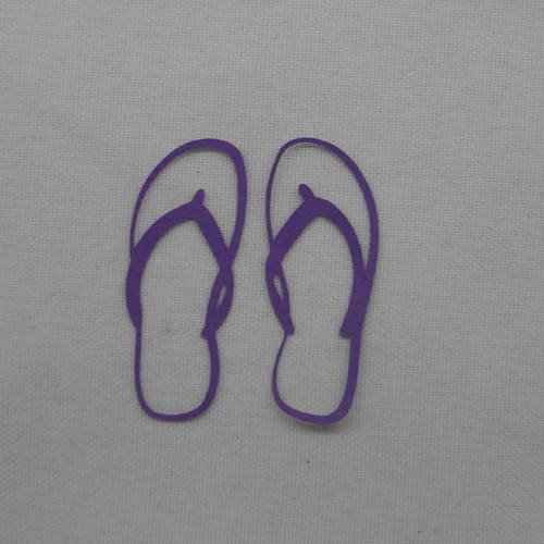 N°311 d'une paire de tong  en papier violet  découpage 
