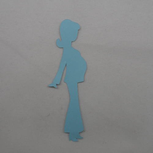 N°424  d'une femme enceinte n°3  en papier bleu découpage 