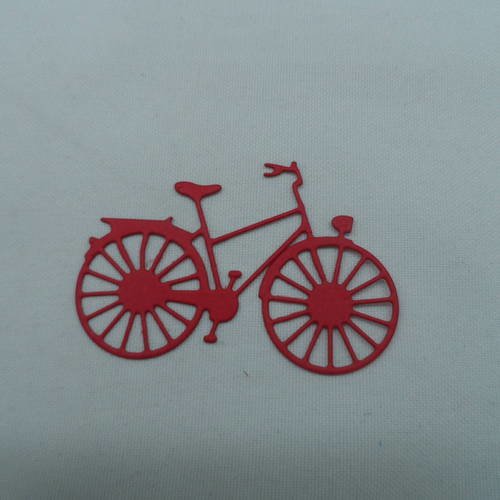 N°239  d'un petit vélo   en papier rouge découpage  fin 