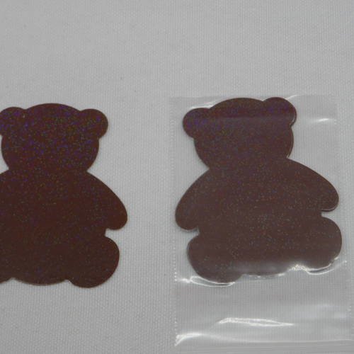 N°352 lot de 5 ours  en papier marron "reflet brillant"  pour  embellissement 