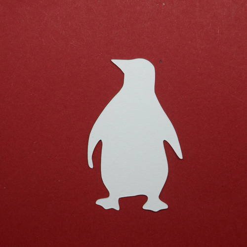 N°412  pingouin   en papier blanc découpage 