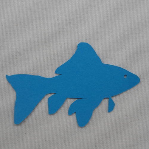 N°407 petit poisson n°6 en papier bleu turquoise découpage fin