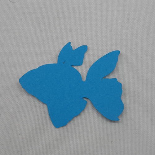 N°406 petit poisson n°5 en papier bleu turquoise découpage fin