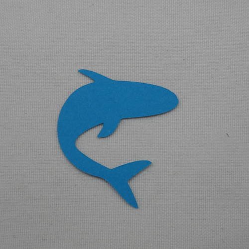 N°402 petit poisson n°1   en papier bleu turquoise découpage fin