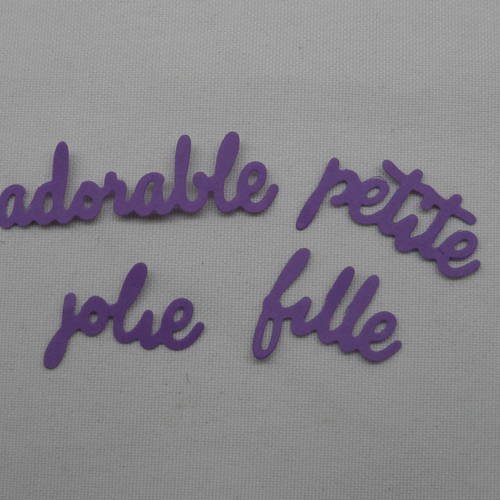 N°401 lot de 4 mots : jolie adorable petite fille  en papier violet