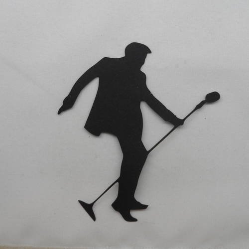 N°389 d'un rockeur elvis avec son micro  en papier noir  découpage fin 