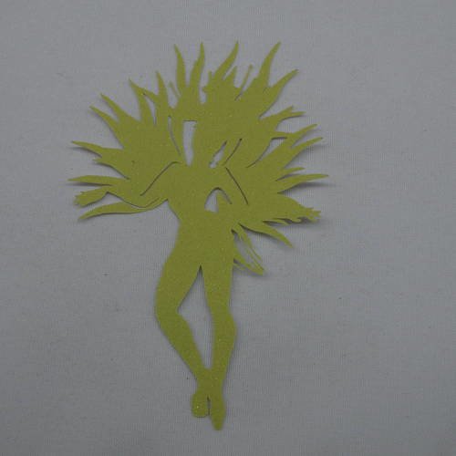 N°386 d'une  danseuse cabaret en papier tapisserie vert à paillette  découpage  fin 