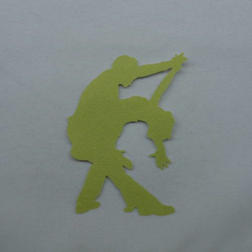 N°385 d'un couple de danseur en papier tapisserie  vert à paillette  découpage  fin