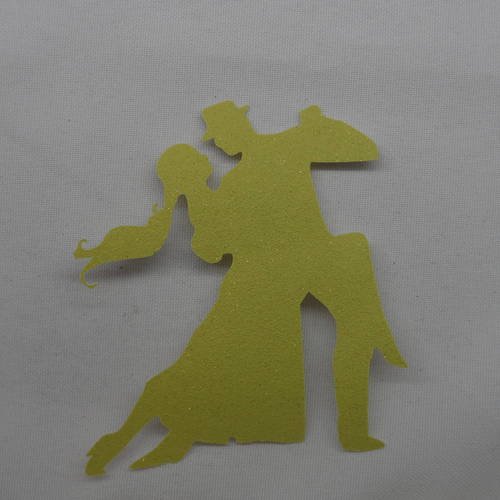 N°382 d'un couple de danseur en papier tapisserie  vert à paillette  découpage  fin