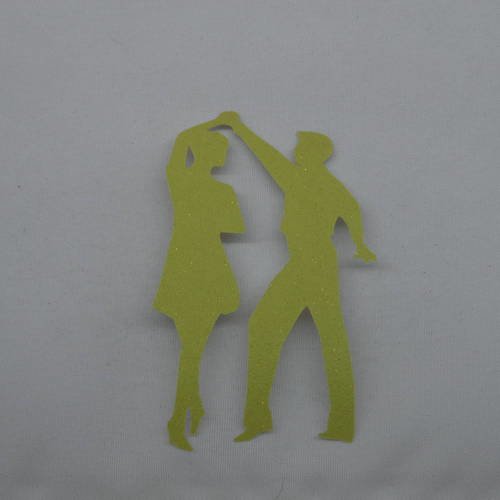 N°381 d'un couple de danseur  rock  en papier tapisserie vert à paillette  découpage  fin