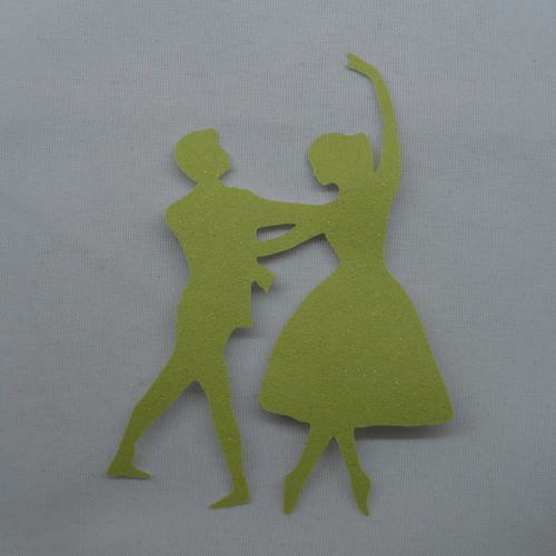 N°380 d'un couple de danseur  classique  en papier tapisserie vert à paillette  découpage  fin