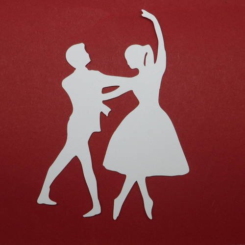 N°380 d'un couple de danseur  classique  en papier blanc découpage  fin
