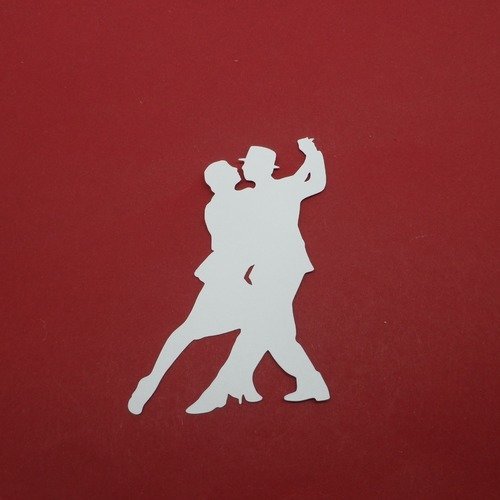 N°379 d'un couple de danseur  de tango  en papier blanc découpage  fin