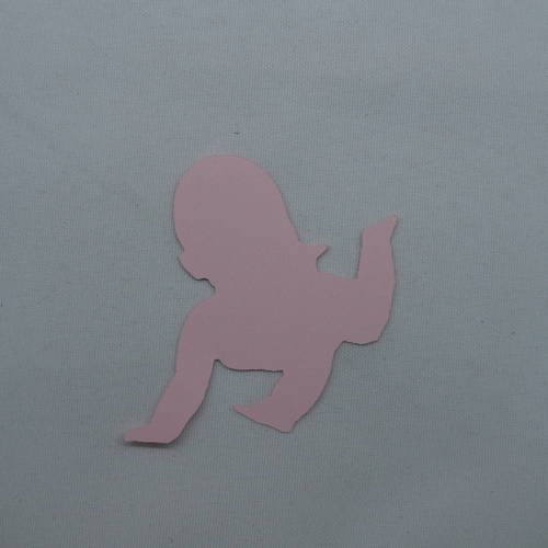 N°375 bébé n°3  à  quatre pattes en papier rose  découpage 