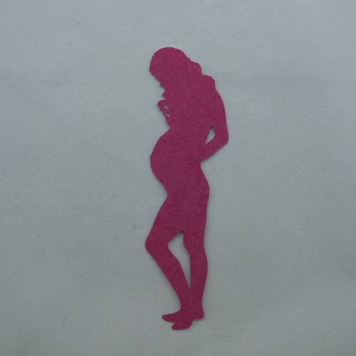 N°360   d'une femme enceinte   en papier tapisserie fuchsia  découpage 