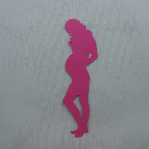N°360    d'une femme enceinte   en papier fuchsia  découpage 