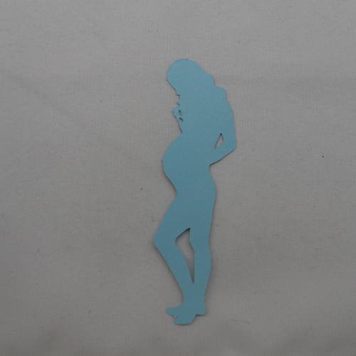 N°360   d'une femme enceinte   en papier bleu  découpage 