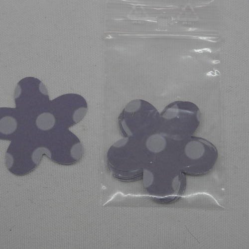 N°161 lot de 10 petites fleurs en papier fond violet foncé  à pois violet pale  pour  embellissement 