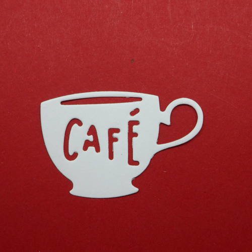 N°328  petite tasse de café en papier blanc découpage