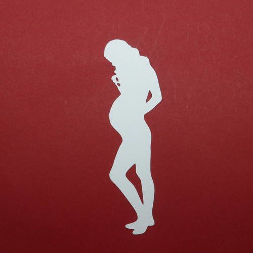 N°360   d'une femme enceinte   en papier blanc  découpage 