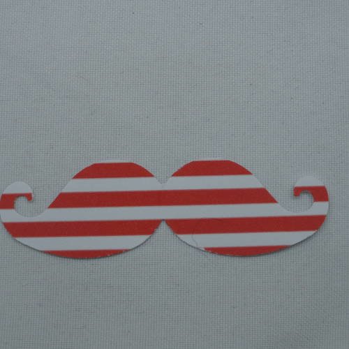 N°359 moustache en papier blanc et  rouge à rayure horizontale pour  embellissement 