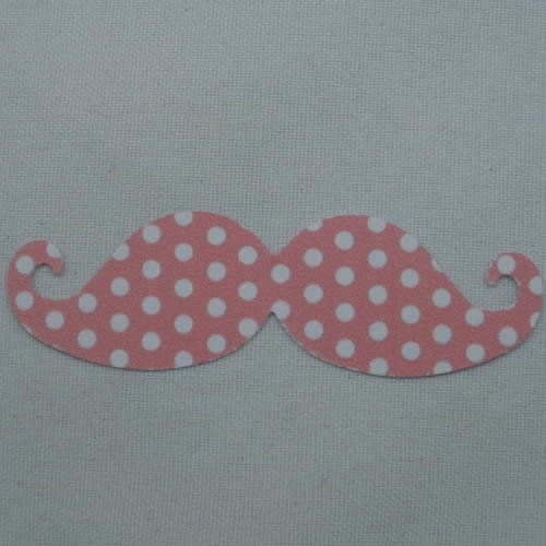 N°359 moustache en papier fond rouge à pois  blanc  pour  embellissement 