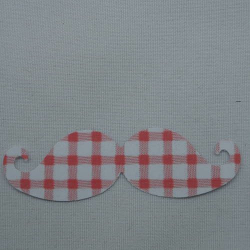 N°359 moustache en papier vichy blanc et  rouge  pour  embellissement 