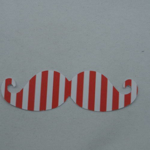 N°359 moustache en papier blanc et  rouge à rayure pour  embellissement 