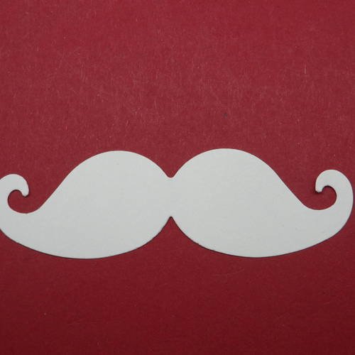 N°359 moustache en papier blanc casé   pour  embellissement 