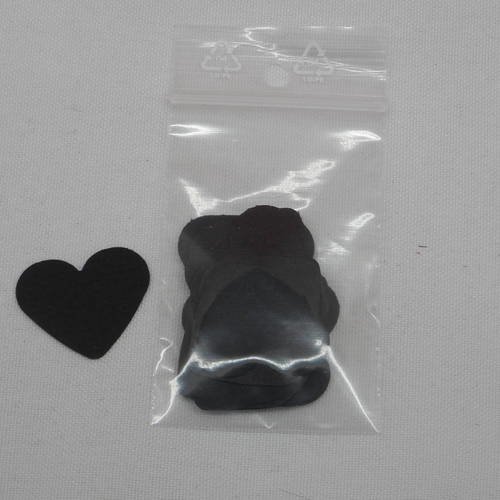 N°358 lot de 25 petits cœurs en papier  noir  pour  embellissement 
