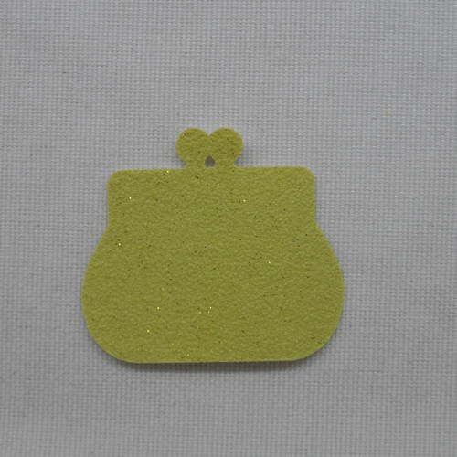 N°356 petit porte monnaie    en papier  tapisserie vert à paillette   découpage