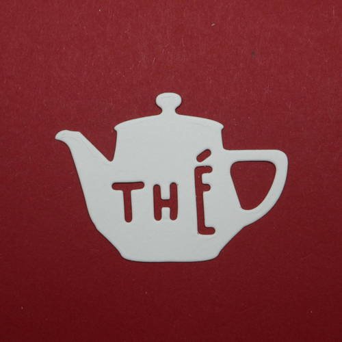 N°329  petite théière thé   en papier blanc  découpage