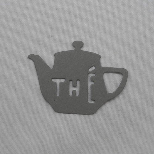 N°329  petite théière thé   en papier gris découpage